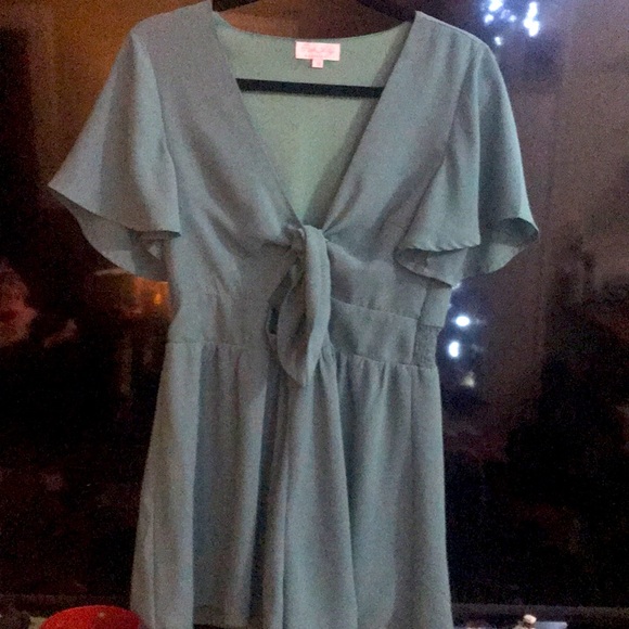 Pink Lily Tie Front Romper - Picture 3 of 3